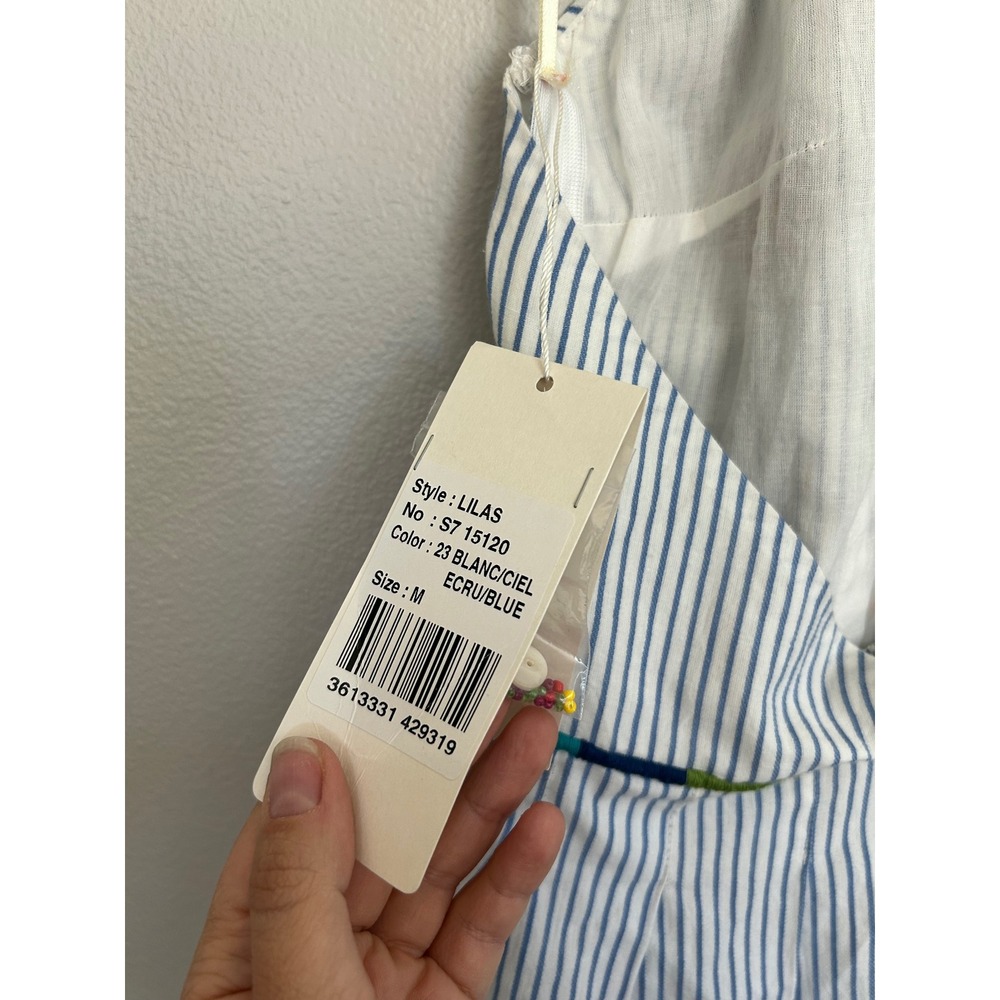 NWT Derhy Paris 100% Cotton Embroidered Halter Midi Dress M Open Back Boho - Picture 14 of 15